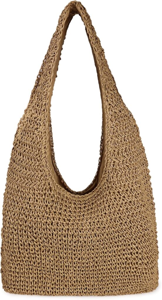 Women Large Straw Beach Bag Handmade Woven Shoulder Bags Hobo Tote Handbag Purse for Summer