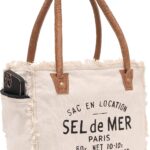 Shy Shy Bags Sel De Mer Canvas & Cowhide Tote Bag – Upcycled Radiant Leather Hand Bag