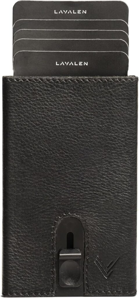 Slim Wallet for Men – Leather, RFID Credit Card Holder – Stylish Mens Wallet for Everyday Use, Handcrafted, Small Yet Practical – Carteras para Hombres – ID Card Holder. (Black)