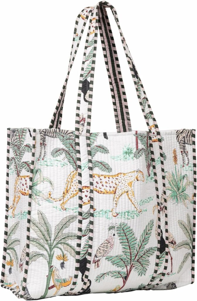 INDACORIFY Printed Cotton Tote Bag Women Shopping Carry Bag Indian Handmade Shopping Bag Ethnic Baho Hippie Bag Shoulder Bag