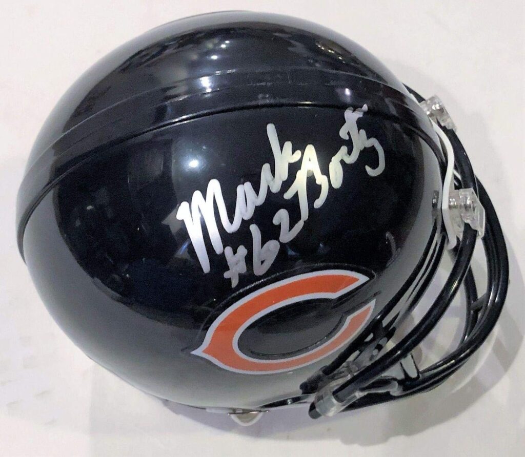 Mark Bortz Signed Chicago Bears Mini Football Helmet w/COA 2018 A – Autographed NFL Mini Helmets