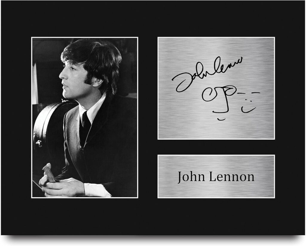 HWC Trading John Lennon Gifts Signed Printed Autograph Music Print Photo Picture Display – US Letter Size