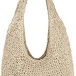 Women Large Straw Beach Bag Handmade Woven Shoulder Bags Hobo Tote Handbag Purse for Summer