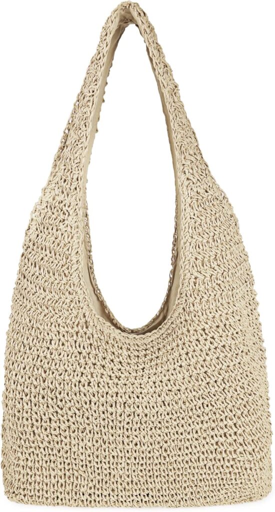 Women Large Straw Beach Bag Handmade Woven Shoulder Bags Hobo Tote Handbag Purse for Summer