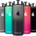 HYDRO CELL Stainless Steel Insulated Water Bottle with Straw – For Cold & Hot Drinks – Metal Vacuum Flask with Screw Cap and Modern Leakproof Sport Thermos for Adults (Graphite/Black 24oz)