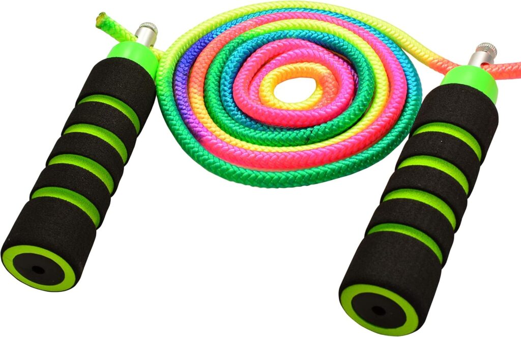 Kids Jump Rope – Anna’s Rainbow Rope – Durable Child Friendly Skipping Rope – Exercise Toy for Playground with Lightweight Foam Handles and Vibrant Colors