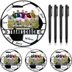 4 Set Soccer Thanks Coach Picture Frames with Signature Pens Fits 4 x 6 Inches Photos Wooden Picture Frame Thanks Soccer Coach Gift from Team Coaches Appreciation Home Plate Plaque