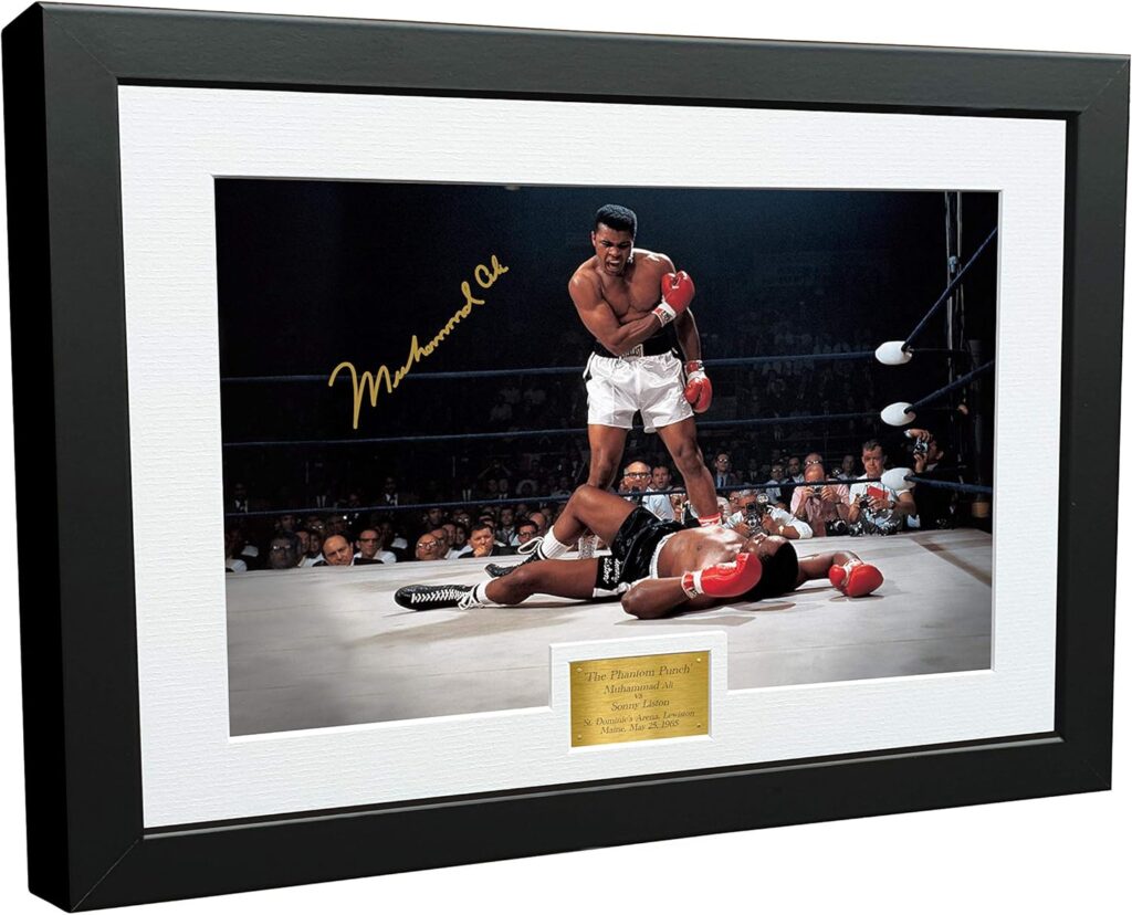 12×8 A4 ‘THE PHANTOM PUNCH’ Muhammed Ali vs Sonny Liston Signed Autographed Boxing Photo Photograph Picture Frame Gift