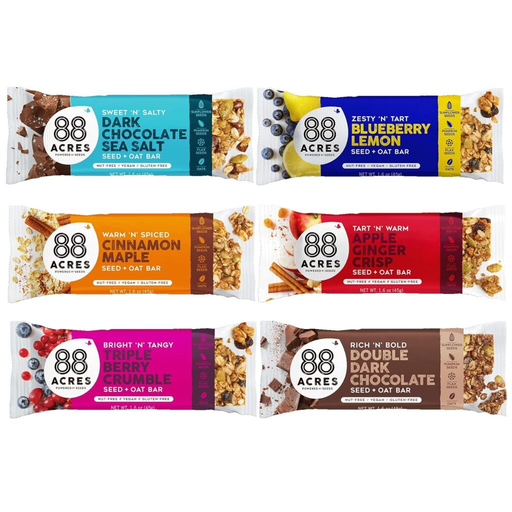 88 Acres Granola Bars | Gluten Free, Nut-Free Oat and Seed Snack Bar | Vegan & Non GMO | 6 Pack (Variety Pack)…