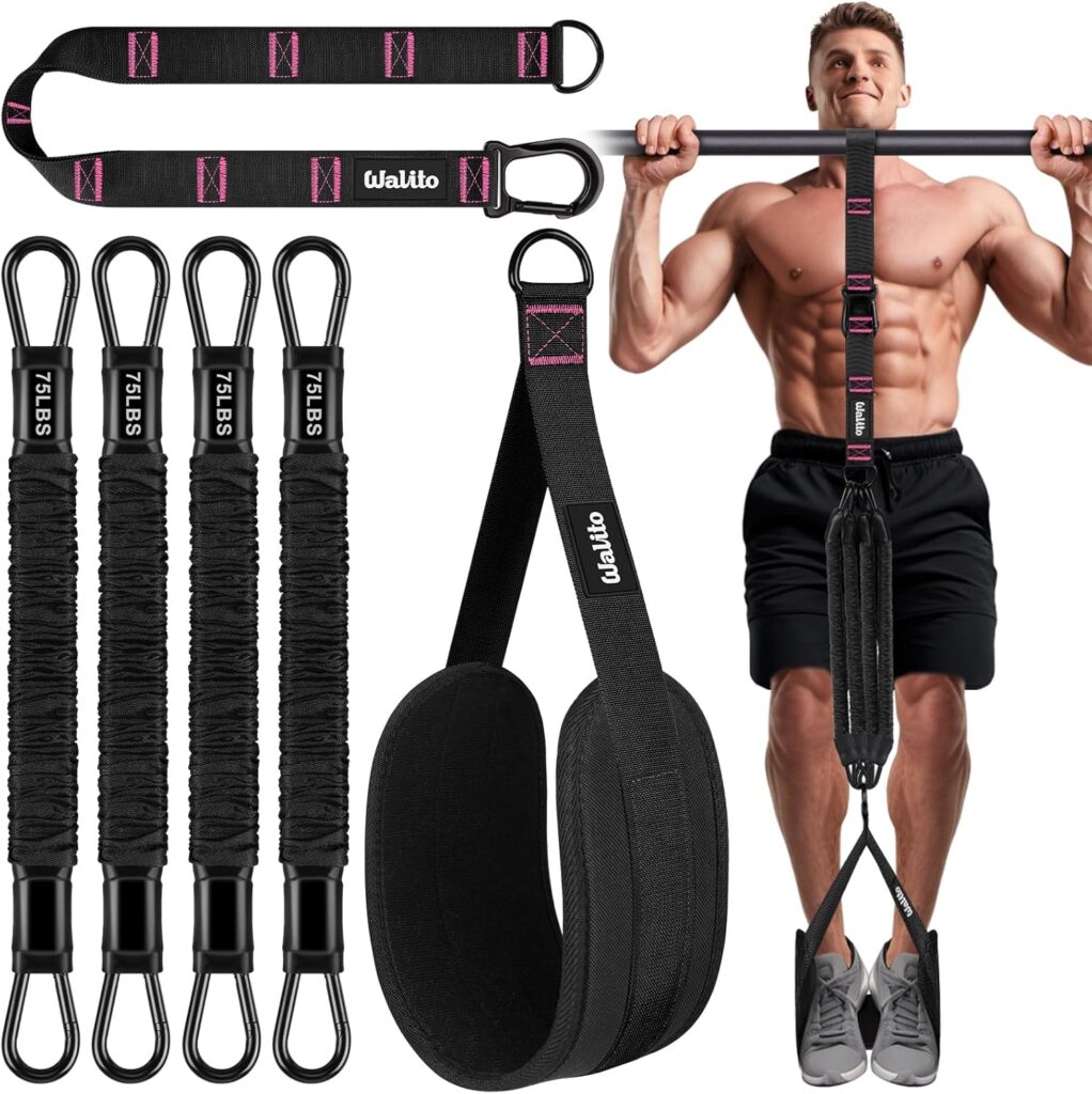 Pull Up Assistance Bands Set, Heavy Duty Adjustable Pull Up Assist Band with Feet Rest, Strength Training Bands for Home Gym Fitness, Pull-Up Bar, Calisthenics and Body Stretching