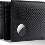 Swallowmall AirTag Wallet Mens RFID Blocking Genuine Bifold Leather Wallets for air tag Men’s Wallet with 1 ID Window 15 Card Slots (Airtag Not included)
