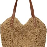 Womens Large Straw Tote Bag Handmade Woven Beach Shoulder Bag Top Handle Purse for Summer