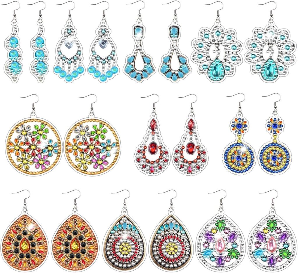 ZYNERY 10 Pairs Diamond Painting Earrings, Earring Kit for Making Earrings, Earring Making Kit for Adults, DIY Diamond Art Earrings, Unique Handmade Gifts for Birthdays, Christmas, Thanksgiving