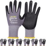 LOCCEF Work Gloves MicroFoam Nitrile Coated-6 Pairs,Endurance Seamless Knit Nylon,Dots on palm,Tacky Dot Grip Gloves