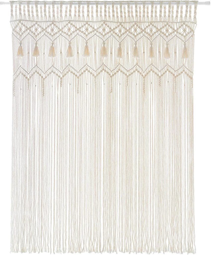 Mkono Macrame Curtain Large Boho Woven Wall Hanging Window Curtains Handmade Bohemian Decor for Window Doorway Closet Wedding Backdrop Arch Bedroom Living Room Apartment, 51”Wide x 70”Long