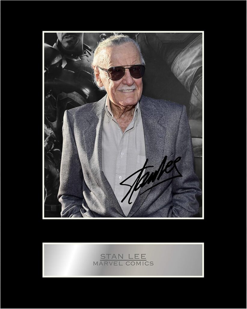 iconic pic Stan Lee Pre Printed Signature Signed Mounted Photo Display #01 Autographed Picture Print
