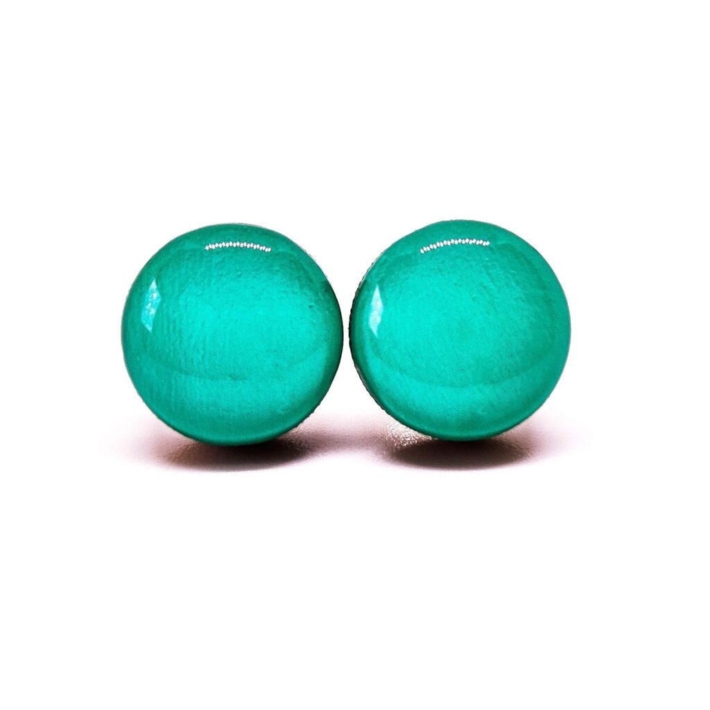 Stud Earrings Set, Teal,10 mm, Round Studs for Women Girls Men, Handmade, Stainless Steel Posts for Sensitive Ears, Lightweight Color Dot earrings by Candi Cove Designs