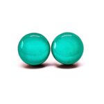 Stud Earrings Set, Teal,10 mm, Round Studs for Women Girls Men, Handmade, Stainless Steel Posts for Sensitive Ears, Lightweight Color Dot earrings by Candi Cove Designs