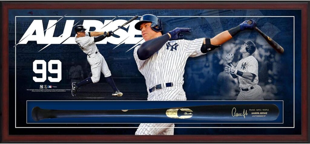 Aaron Judge New York Yankees Framed Autographed Bat Collage Shadowbox – Autographed MLB Bats