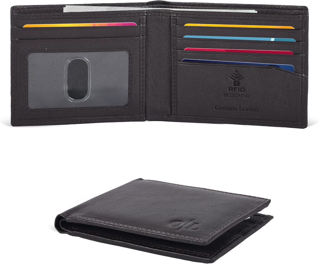 Slim Leather Wallet for Men – RFID Wallets Credit Card Holder Ultra Thin Gift for Mens, Front Pocket Minimalist Design