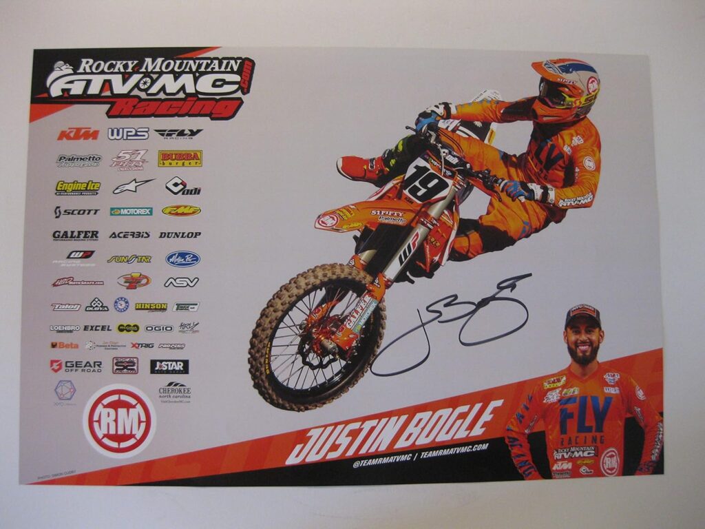 Justin Bogle, supercross, motocross, signed, autographed, 12×18 Poster, COA