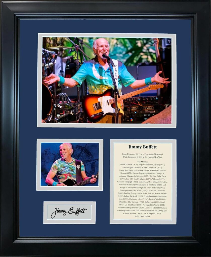 Framed Jimmy Buffett Facsimile Laser Engraved Signature Auto 11″x14″ Music Photo Sig Collage