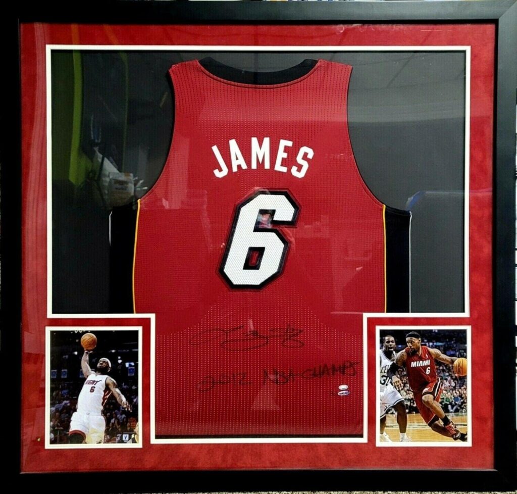 Lebron James Miami Heat Signed Jersey Uda Coa Inscribed 2x Champs Auto #/106 – Autographed NBA Jerseys