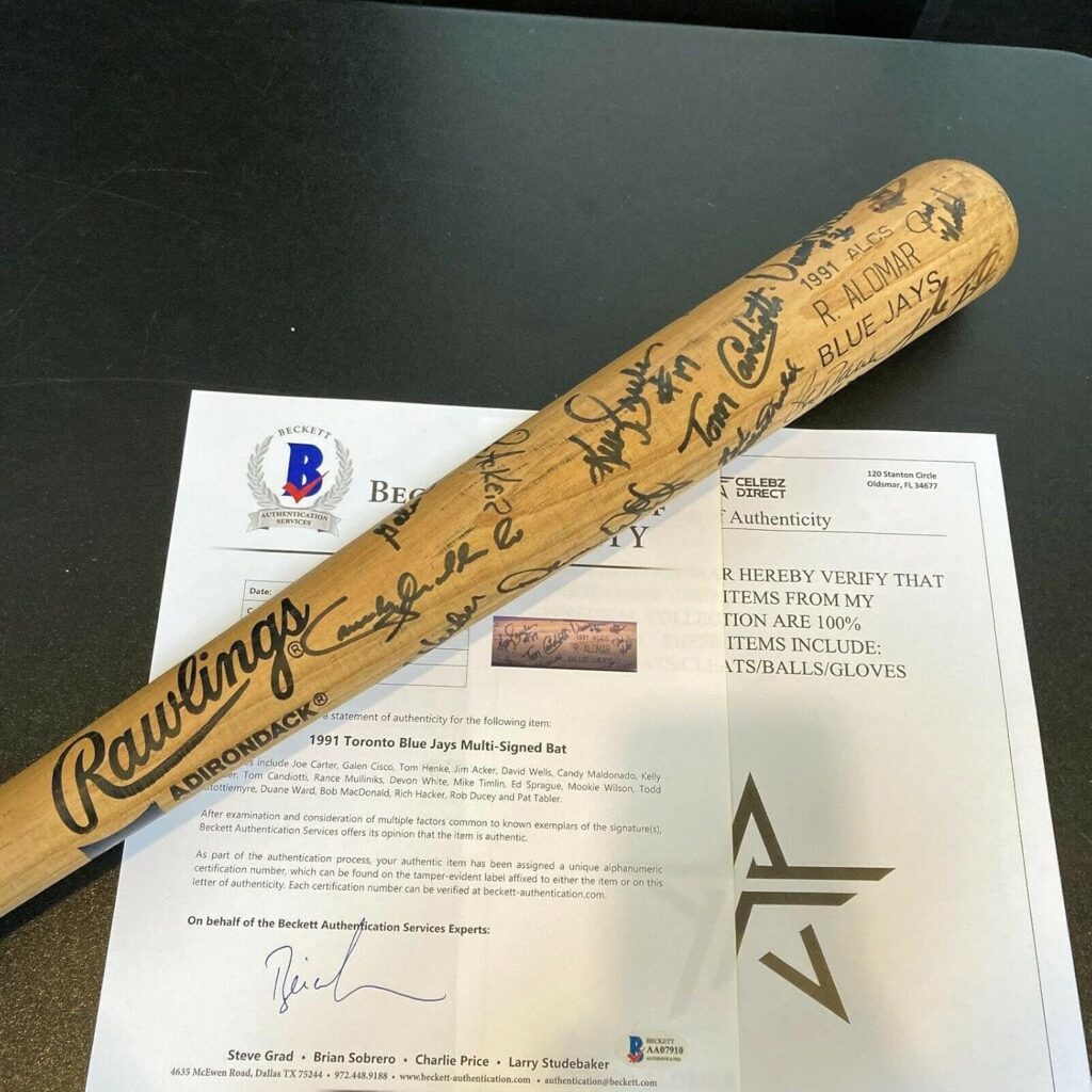 1991 Toronto Jays Team Signed Roberto Alomar Playoffs Game Used Bat Beckett – MLB Autographed Game Used Bats