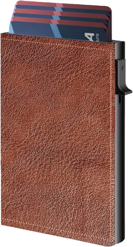 Wallet for Men, Mens Minimalist Wallet 9-13 Cards, Slim Compact Wallet with Money Clip ID Window, RFID Blocking Smart Pop Up Card Wallet, Metal Aluminum Credit Card Holder (Redish)