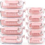 C CREST [10 Pack] Glass Meal Prep Containers, Food Storage Containers with Lids Airtight, Glass Lunch Boxes, Microwave, Oven, Freezer and Dishwasher Safe