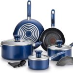T-fal B037SE64 B037SE Excite ProGlide Nonstick Thermo-Spot Heat Indicator Dishwasher Oven Safe Cookware Set, 14-Piece, Blue