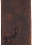 Deer Long Wallet for Men – Full Grain Leather Rodeo Bifold Wallet – Handcrafted RFID Blocking Western Wallet – Cowhide Leather Wallet for Hunters, Outdoorsmen & Gifts