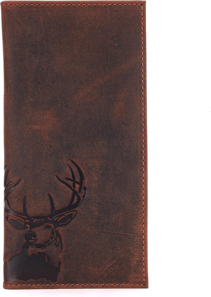 Deer Long Wallet for Men – Full Grain Leather Rodeo Bifold Wallet – Handcrafted RFID Blocking Western Wallet – Cowhide Leather Wallet for Hunters, Outdoorsmen & Gifts