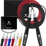 Titan Armour® Speed Rope – Professional Self-Locking & Adjustable, Adult Speed Jump Rope | 2 x Steel Ropes, Cable Protector & Travel Case | Jump Rope Crossfit, Boxing, Fitness MMA for Men & Women