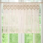 Mkono Wide Macrame Valance, 35″ W x 26″ H Short Window Treatments Panels Curtain Valance Woven Boho Wall Hanging Home Decor for Kitchen Bathroom Bedroom Living Room Apartment Dorm
