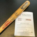 2000 Yankees Team Signed Bat Derek Jeter Mariano Rivera Inscribed “3 Peat” BAS – Autographed MLB Bats