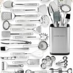Home Hero 54-Piece Stainless Steel Kitchen Utensils Set – Heat-Resistant Nonstick Silicone & Stainless Steel Cooking Utensils – Complete Tools with Slotted Spoon & Pasta Spoon – Pack of 54, Silver