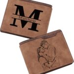 MMXX Personalized Leather Wallet for Men Bifold Mens Wallets Custom Engraved Sketch Picture Text Holiday Gifts for Dad Grandpa Husband Boyfriend -C1