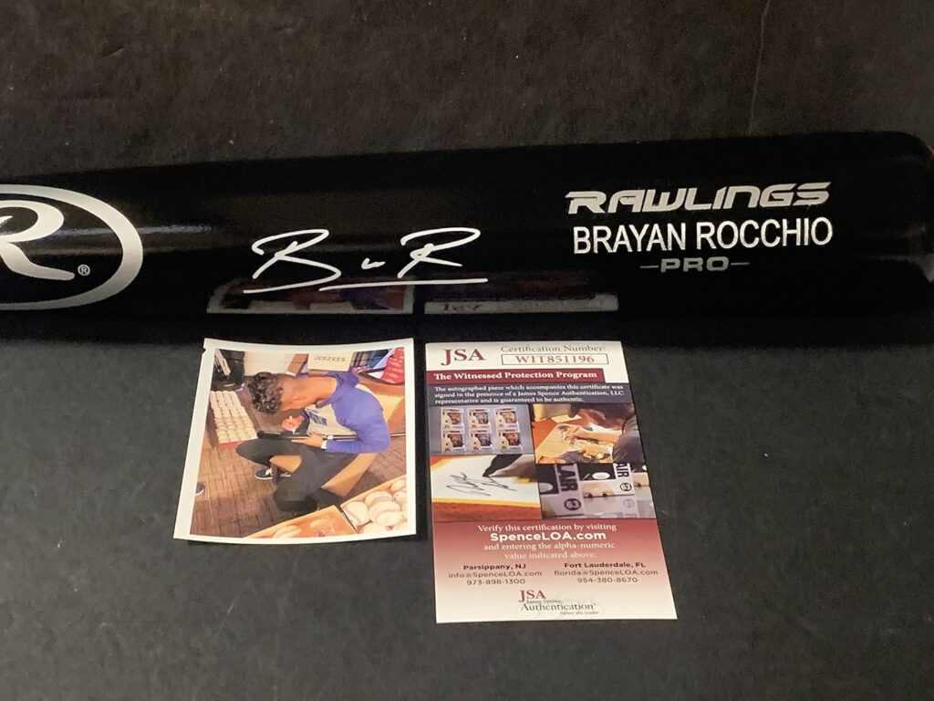 Brayan Rocchio Cleveland Guardians Autographed Signed Engraved Bat JSA WITNESS COA Black