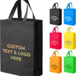 YEEHAW Custom Tote Bags 100pcs,Non-woven Bag with Logo, Custom Reusable Bags with Durable Handle, Ideal for Grocery Shopping, Gifts Wrapping & Travel