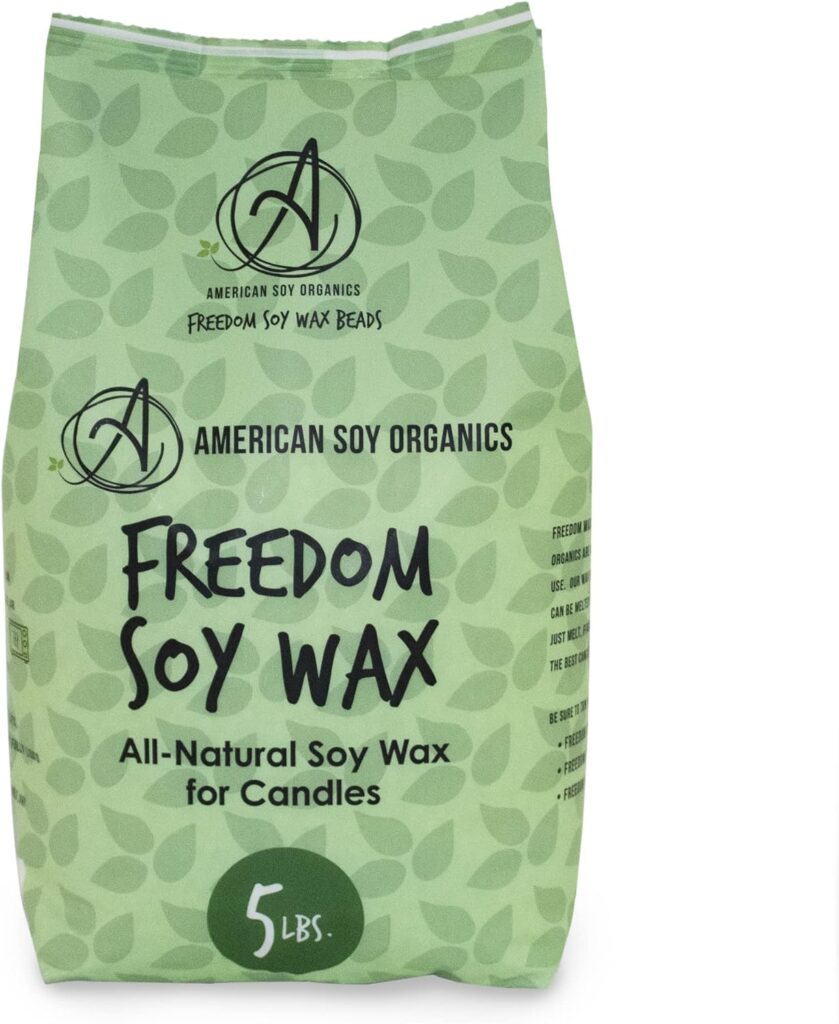 American Soy Organics Freedom Soy Wax Beads for Candle Making – Natural Candle Making Supplies – Paraffin-Free, Beeswax-Free Candle Wax for Container Candles, Tealights and Wax Melts, 5 lbs