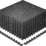 SUPERJARE 0.79” Extra-Thick Exercise Equipment Mats, 12 Pcs 48 Sq Ft Rubber Top Floor Tiles with High Density EVA Foam, Interlocking Gym Flooring for Home Gym, Workout Mat, Black/Grey