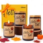 Lihome Fall Candles, Fall Decorations for Home – Fall Gifts for Women, Natural Soy Wax Scented Candles Set(4pcs)
