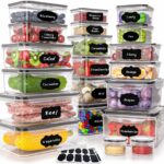 40 PCS Plastic Food Storage Containers with Lids Airtight, BPA-Free Leakproof Meal Prep Containers Reusable,Microwave & Dishwasher & Freezer Safe,Includes Labels & Pen