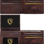 GSOIAX Premium Crazy Horse Leather Wallet for Men-Handcrafted Vintage Bifold Wallet with 11 Card Slots,2 ID Windows & 2 Cash Pockets,RFID Blocking,Gift ideas for Him (Red-brown)