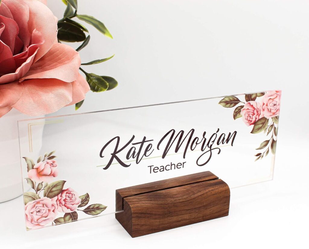 Personalized Desk Name Plate Plaque | Unique Gift | Wood Holder | Office Decor | Teacher Name Plate | Sign | Artswave