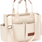 Tote Bag for Women With Compartments,Large Canvas Totes Women’s Purse Crossbody Bags Work Laptop Book Bag Shoulder Handbags