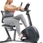 Sunny Health & Fitness Smart Recumbent Exercise Bike, Adjustable Cushion Seat & Mesh Back-Rest for Home Training, Magnetic Resistance & Belt-Drive for Quiet & Smooth workout, Free SunnyFit App Connect