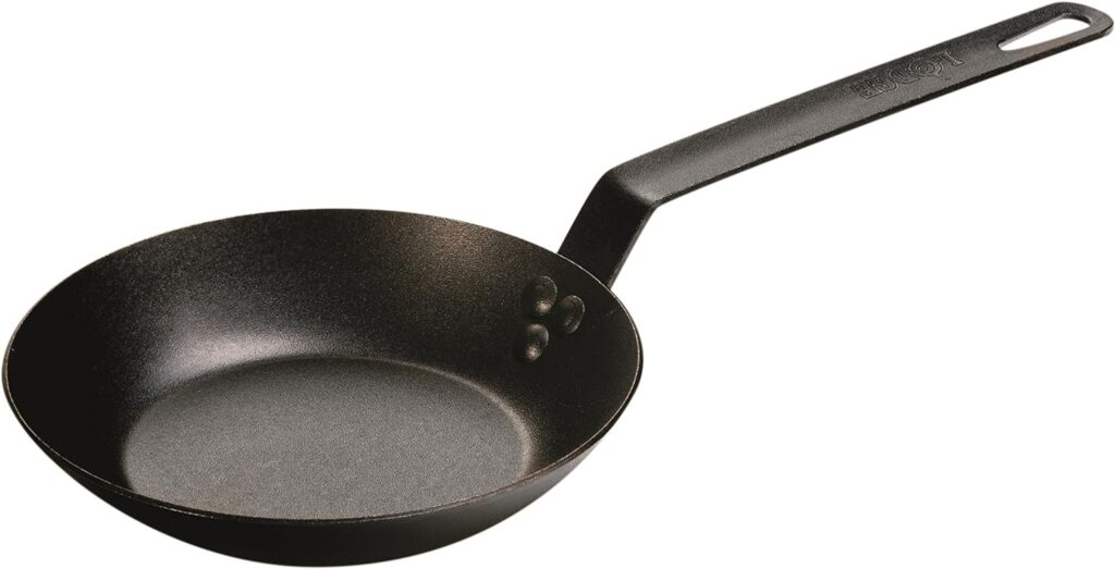Lodge Pre-Seasoned Carbon Steel Skillet – Use in the Oven, on the Stove, on the Grill, or Over a Campfire – 8 Inch