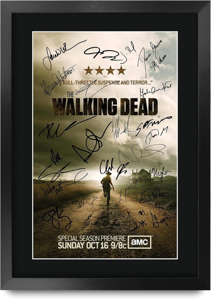 HWC Trading The Walking Dead TV Series Poster The Cast Signed 16″ x 12″ Framed Gift Printed Autograph Film Print Photo Picture Display – 16 x 12 Inches Framed